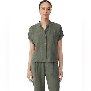 Mandarin Collar Short Sleeve Shirt